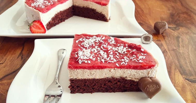 Doppel Schoko Erdbeere Kokosnuss Kuchen