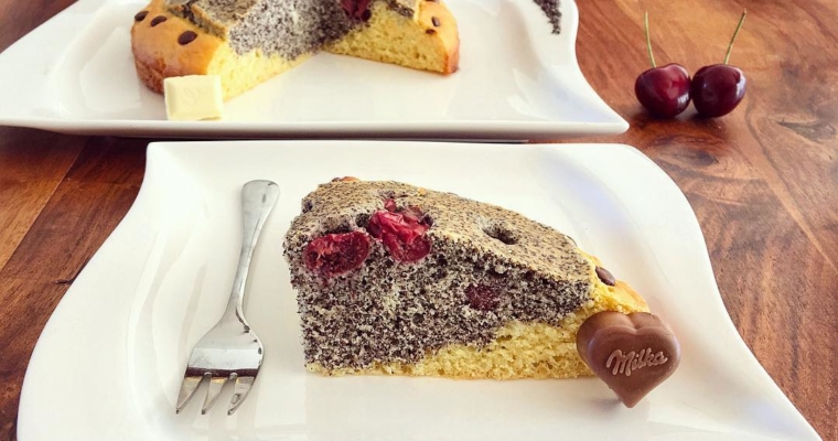 Doppel Schoko Chip Mohn Kirsch Kuchen