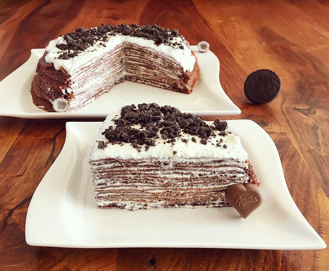 Oreo Chocolate Coconut Crêpes Cake