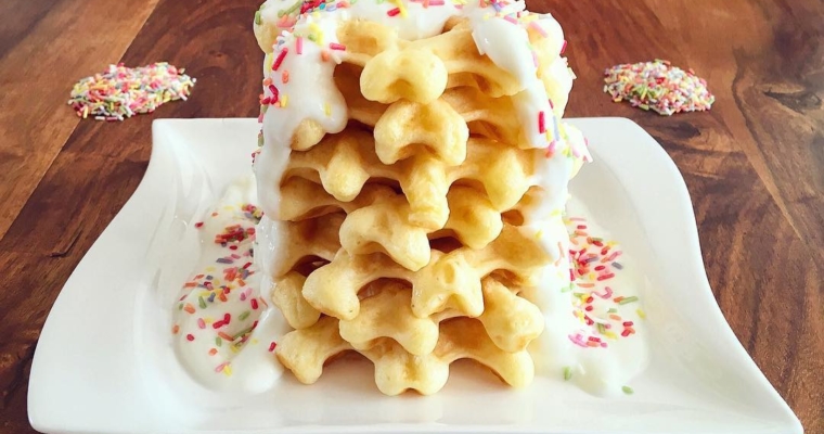 Vanilla Birthday Cake Waffles