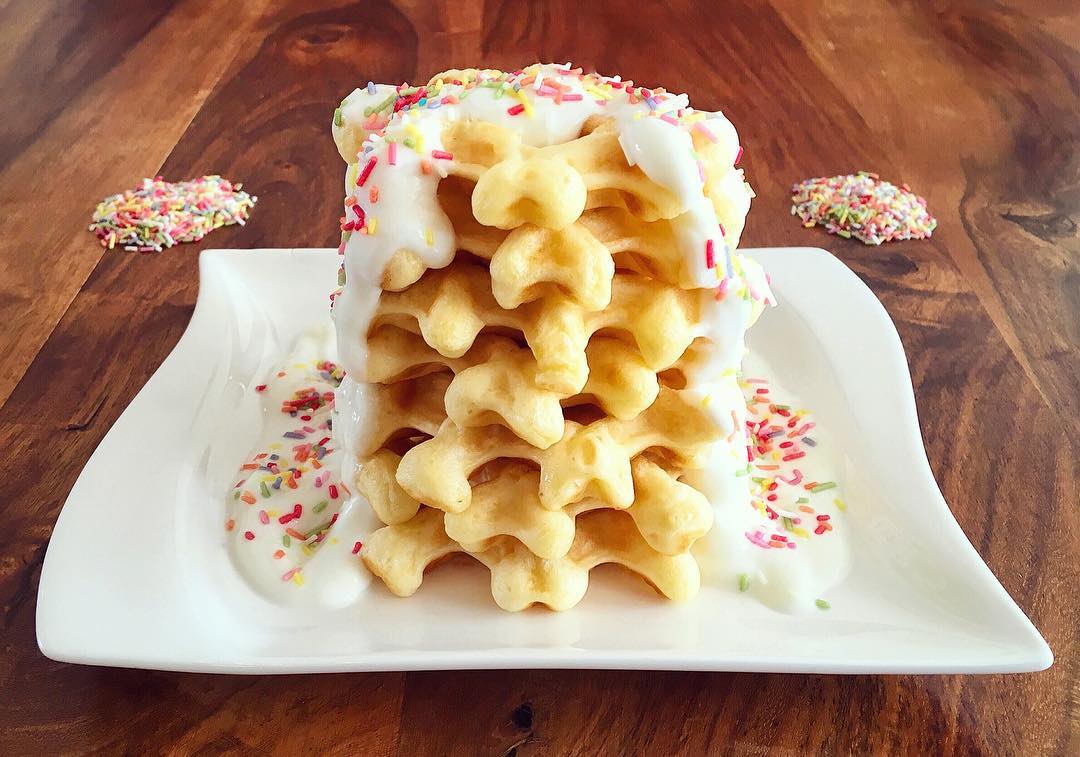 Vanilla Birthday Cake Waffles