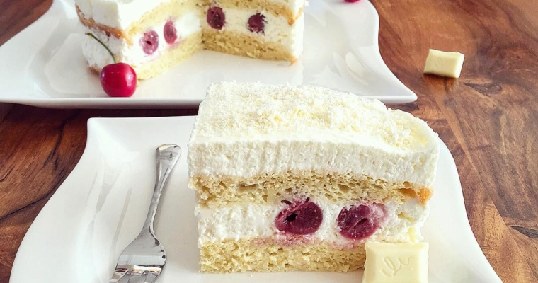 Weiße Schokolade Schwarzwälder Kirschkuchen