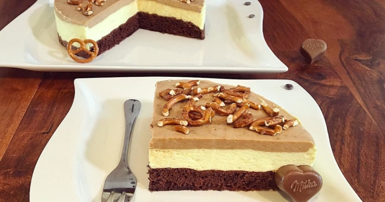 Doppel Schoko Karamell Brezel Kuchen