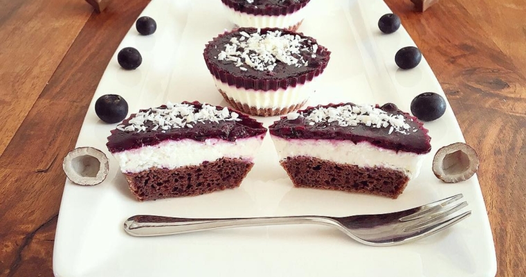 Schoko Blaubeer Kokosnuss Muffins