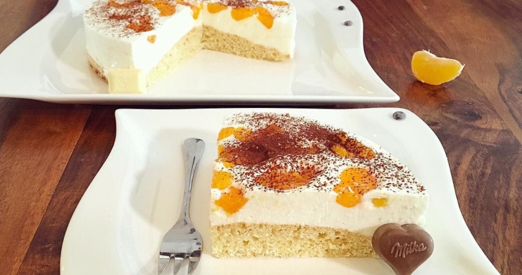 Weiße Schokolade Mandarinen Kakao Kuchen