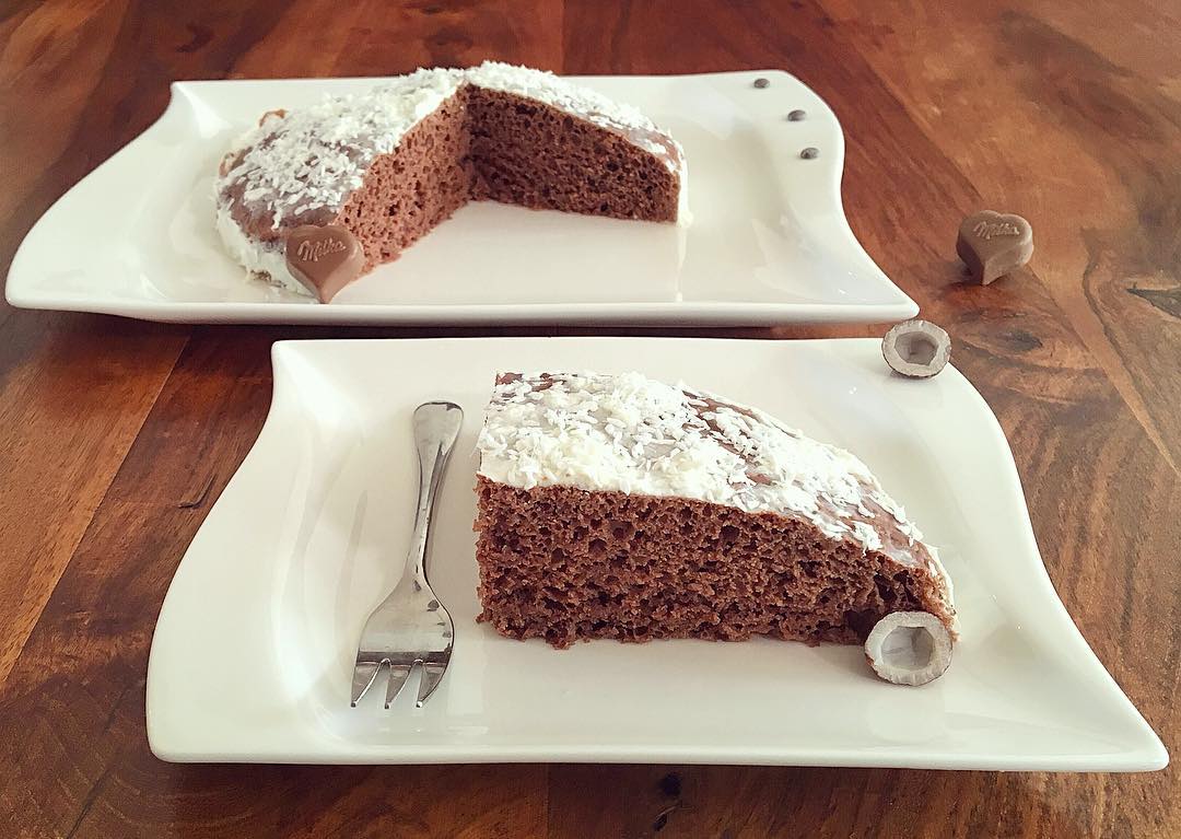 Chocolate Frosted Coconut Cake