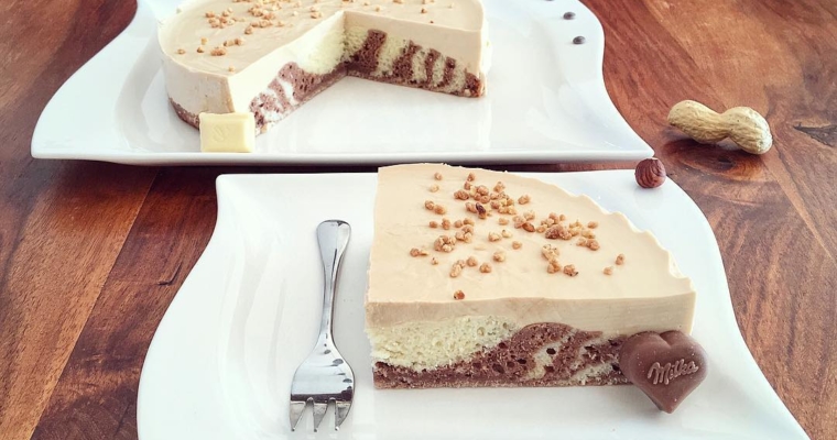 Zebra Erdnussbutter Haselnuss Kuchen