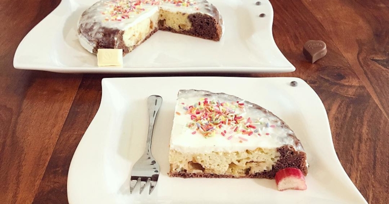 Doppel Schoko Rhabarber Streusel Kuchen