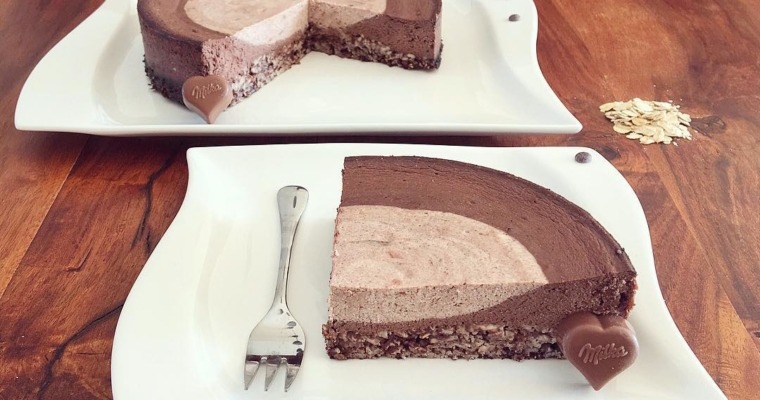 Doppel Schoko Haferflocken Käsekuchen