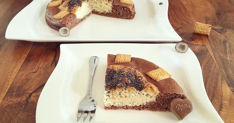 Schoko Butterkeks Kokosnuss Mohn Kuchen